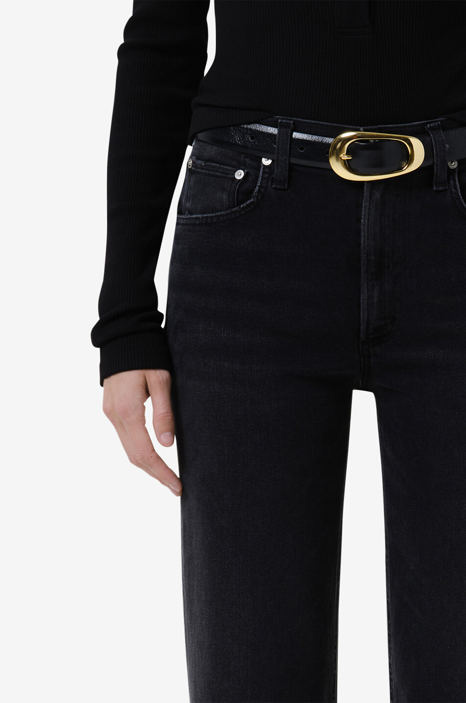 CITIZENS OF HUMANITY Palma straight-leg mixed denim jeans Women BLACK 5