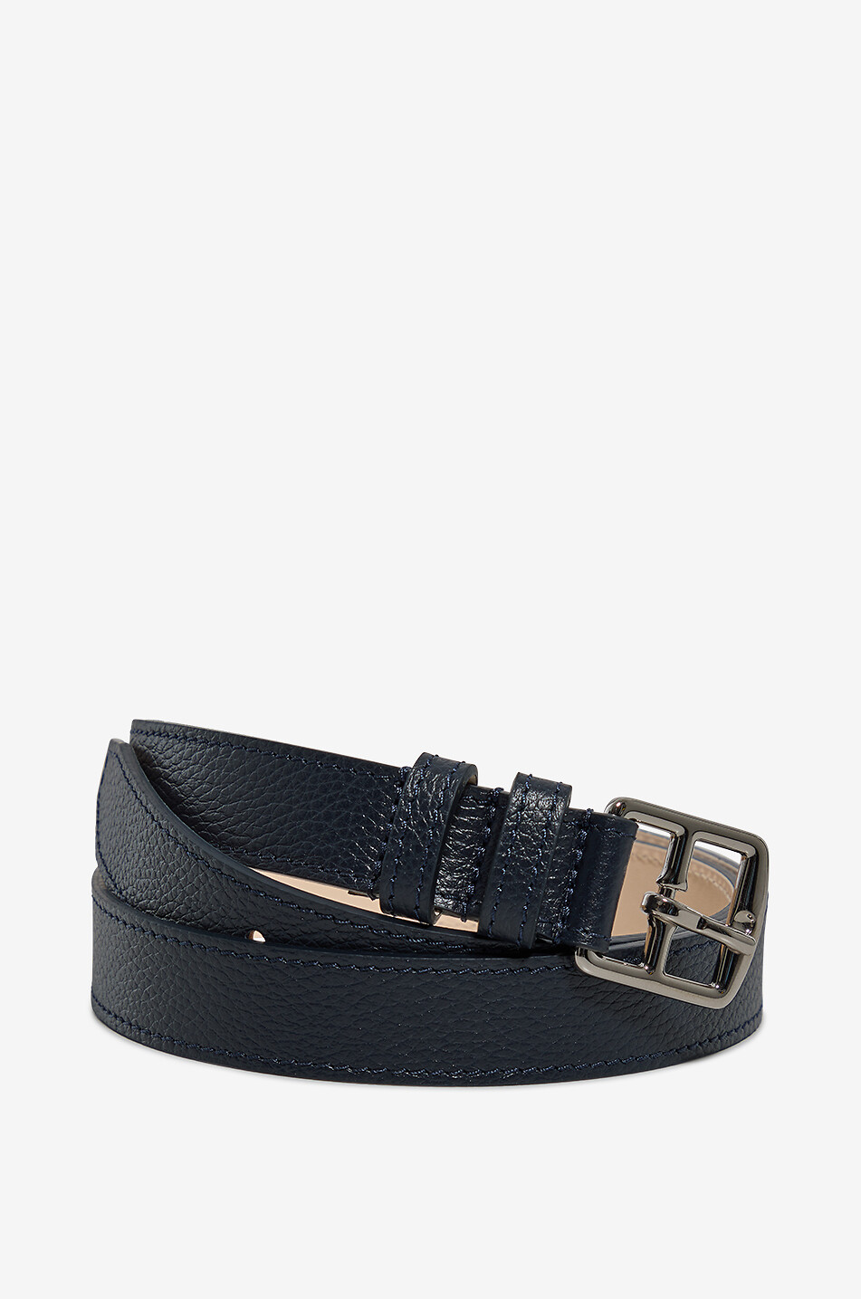 BONGENIE Etriviere 25mm grained leather belt Women DARK BLUE 1