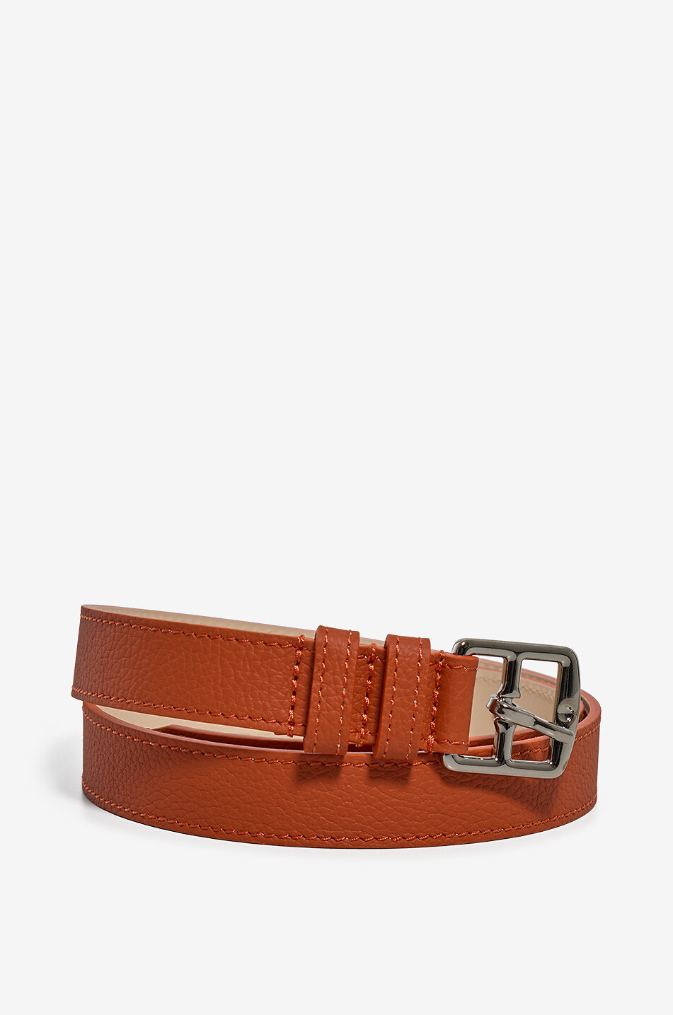 BONGENIE Etriviere 25mm grained leather belt Women DARK ORANGE 1