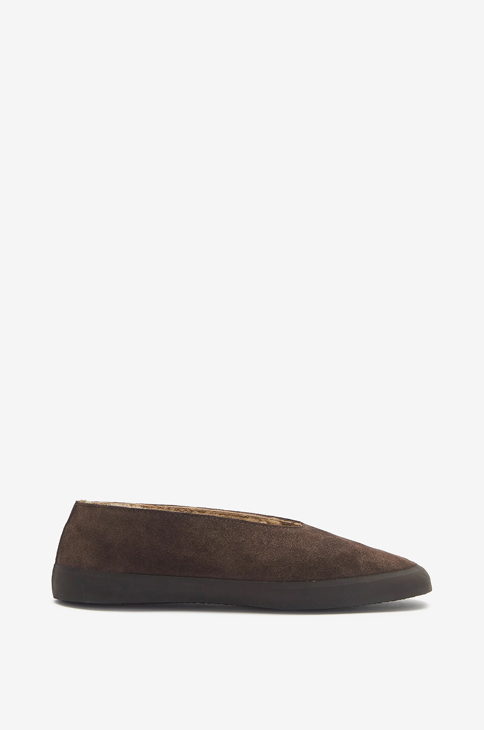 LE MONDE BERYL Flache Wildlederschuhe mit Shearling-Futter Apres Ski Damen BRAUN 1