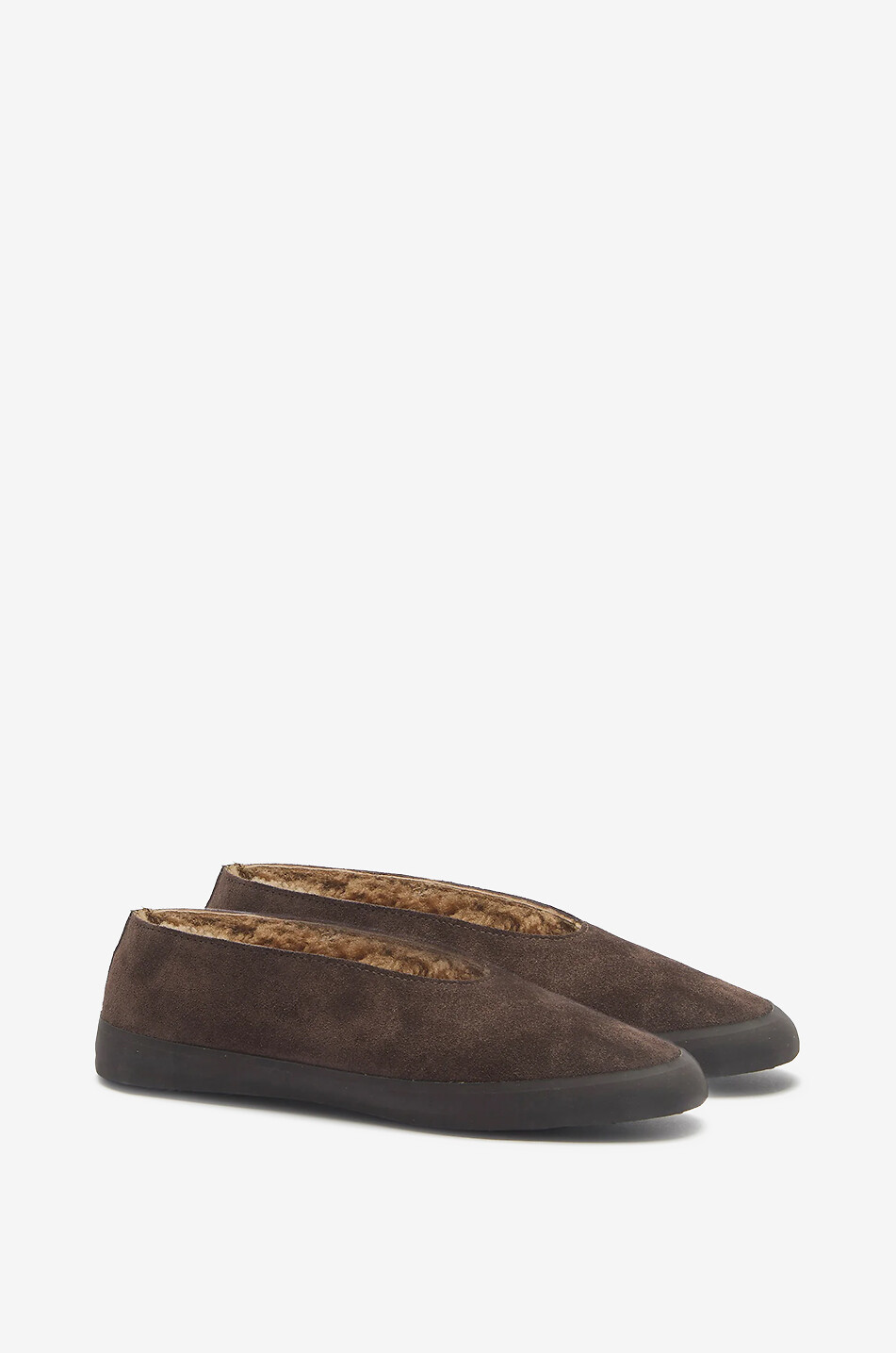LE MONDE BERYL Flache Wildlederschuhe mit Shearling-Futter Apres Ski Damen BRAUN 2