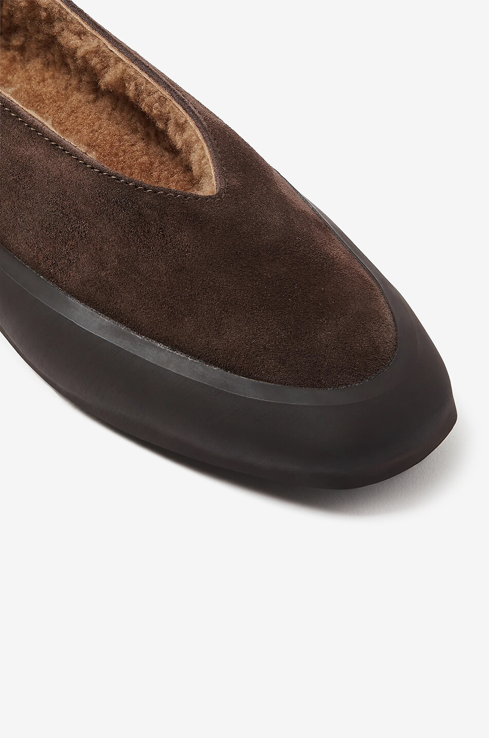 LE MONDE BERYL Flache Wildlederschuhe mit Shearling-Futter Apres Ski Damen BRAUN 5