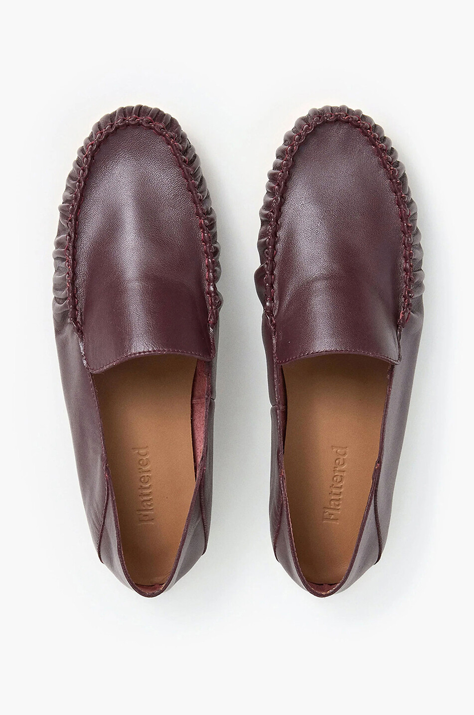 FLATTERED Mocassins en cuir lisse à surpiqûres contrastées Bon Bon Femme ROUGE FONCÉ 4