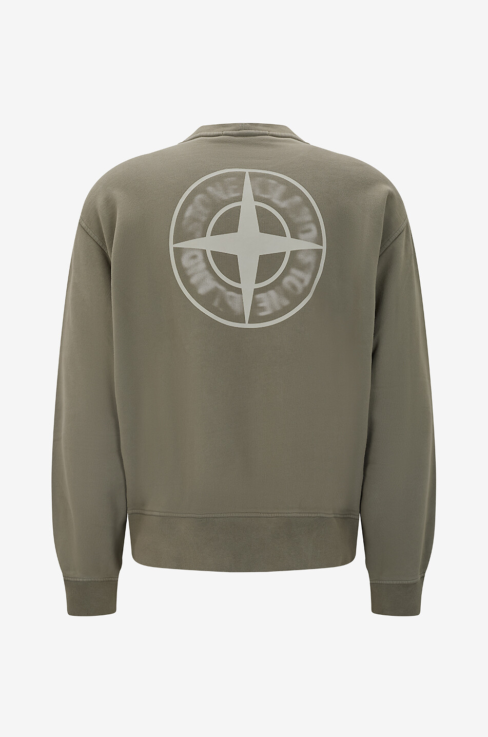 STONE ISLAND Sweat-shirt à col rond oversize 6100039 Organic Cotton Fleece Blurred Compass Homme KAKI 2