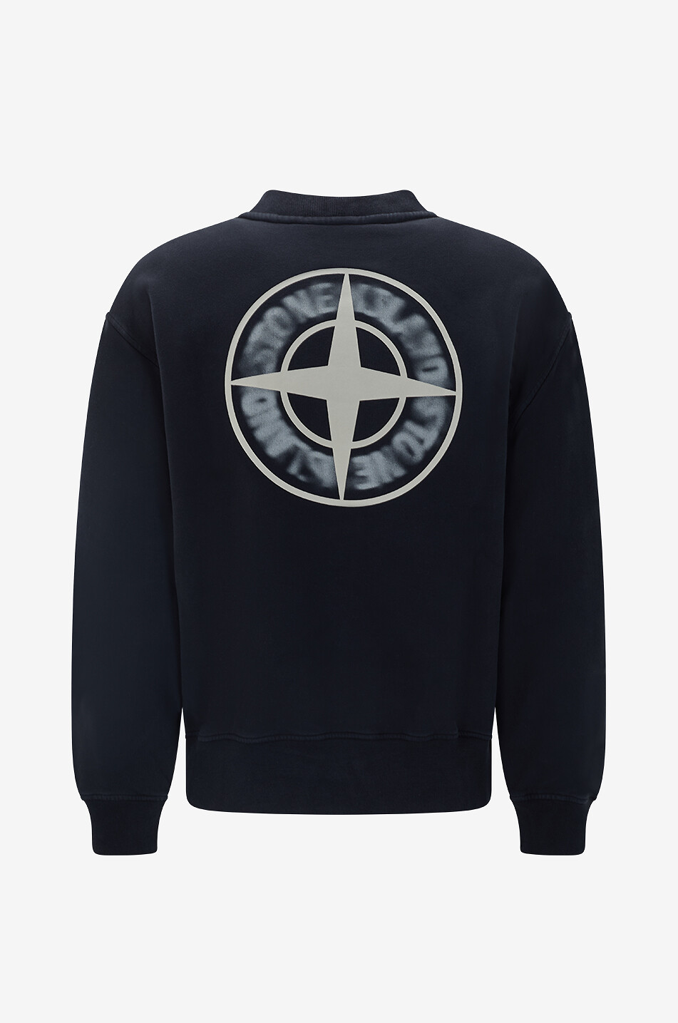 STONE ISLAND Sweat-shirt à col rond oversize 6100039 Organic Cotton Fleece Blurred Compass Homme NOIR 2