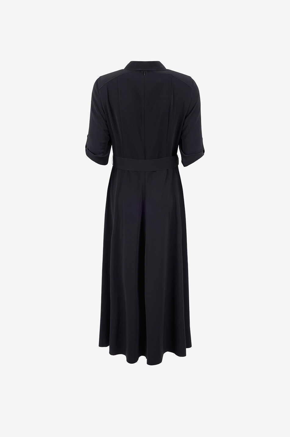 AKRIS PUNTO Belted midi shirt-collar dress with three-quarter sleeves Women BLACK 2
