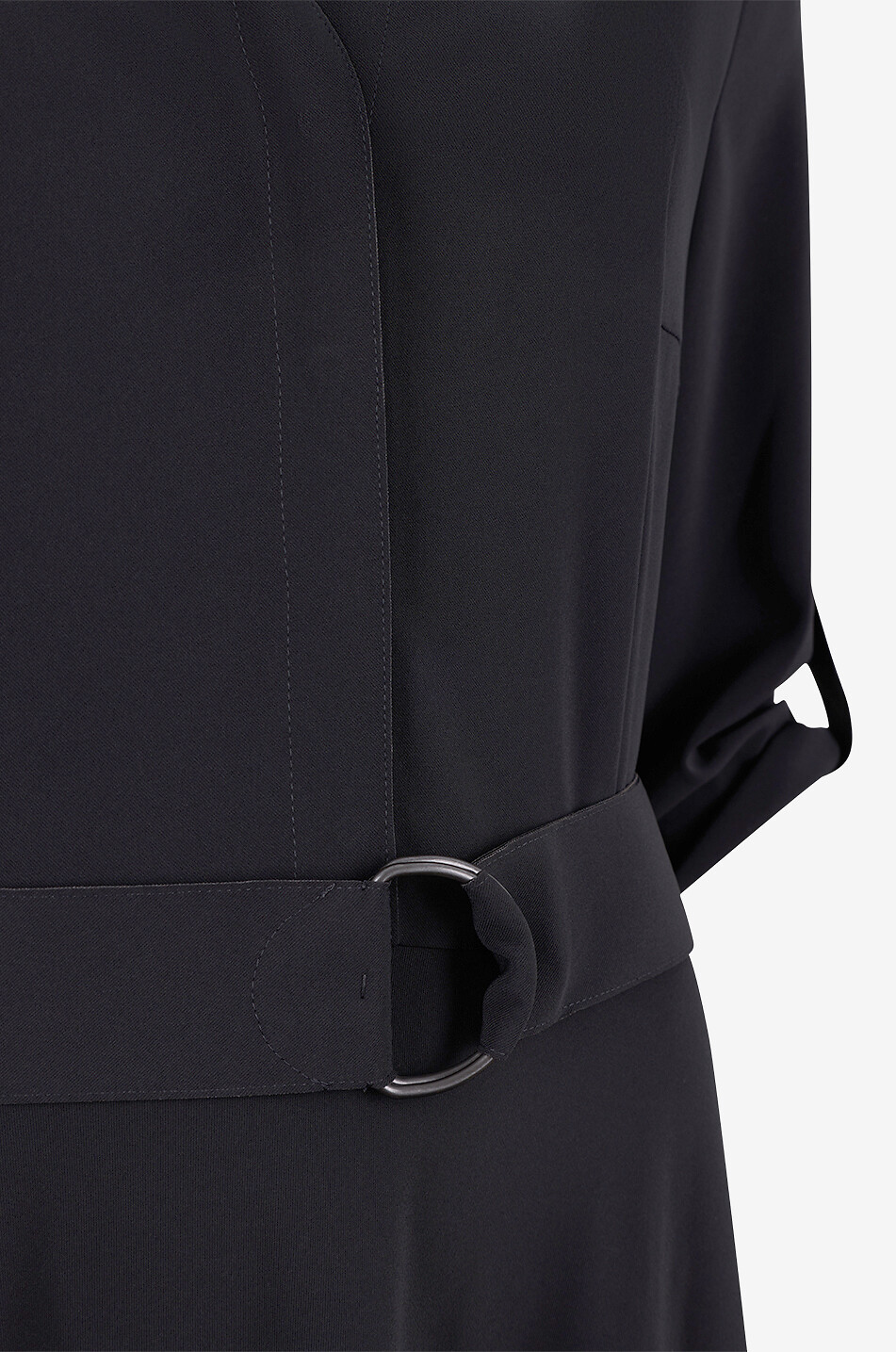 AKRIS PUNTO Belted midi shirt-collar dress with three-quarter sleeves Women BLACK 3