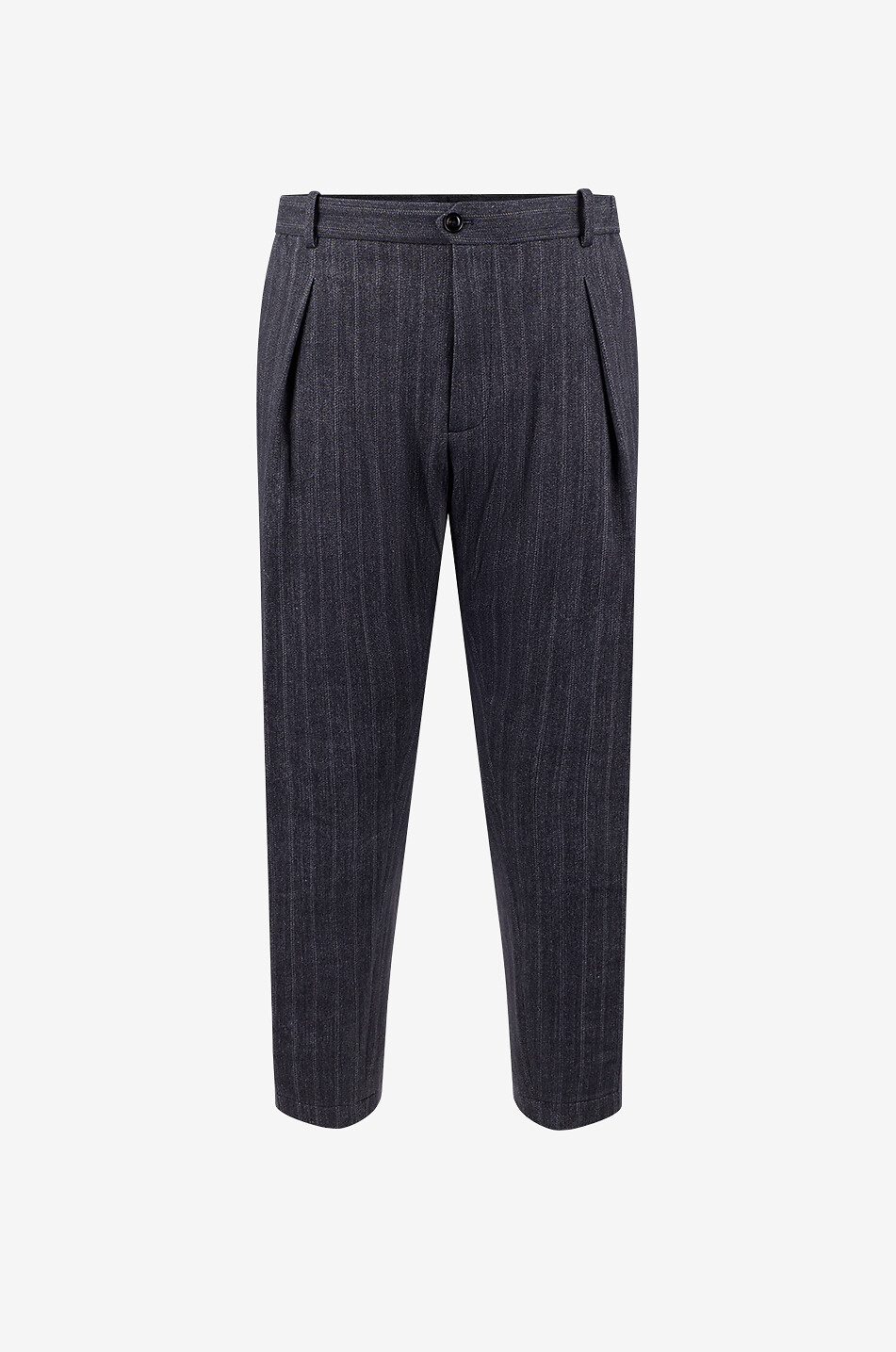 CIRCOLO 1901 Pleated striped cotton blend flannel trousers Men DARK GREY 1