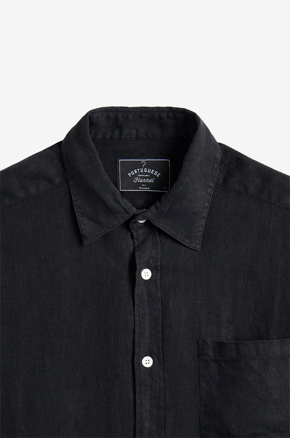 PORTUGUESE FLANNEL Kurzarm-Hemd aus Leinen Camp Collar Herren SCHWARZ 2