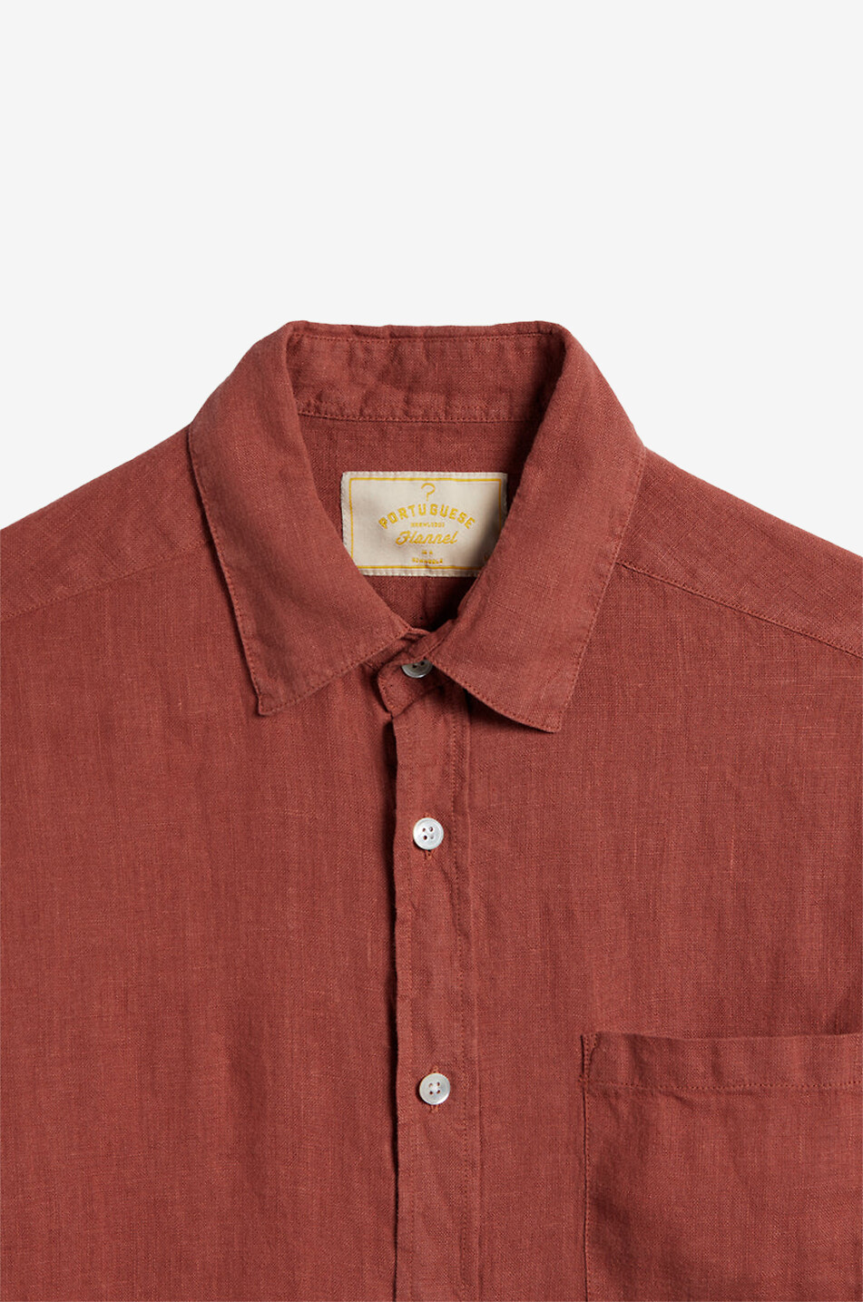 PORTUGUESE FLANNEL Kurzarm-Hemd aus Leinen Camp Collar Herren ORANGE 2