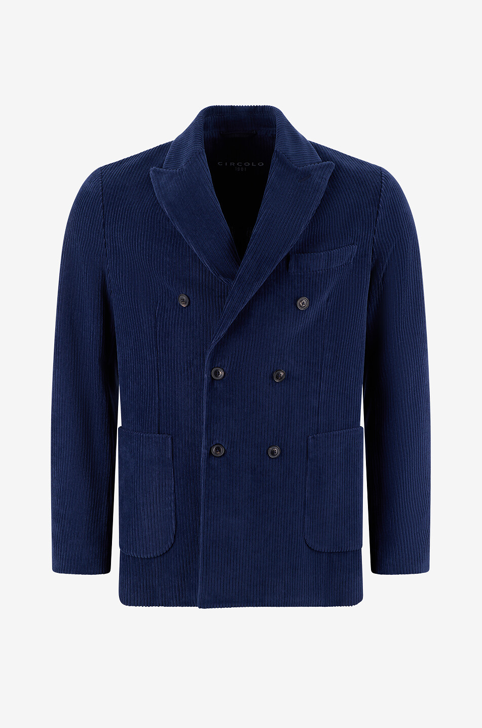 CIRCOLO 1901 Double-breasted cotton blend corduroy blazer Men DARK BLUE 1