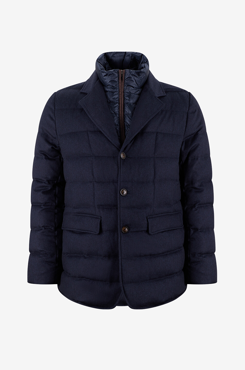 HERNO Kurze gesteppte Daunenjacke mit Revers aus Seide und Kaschmir Herren DUNKELBLAU 1