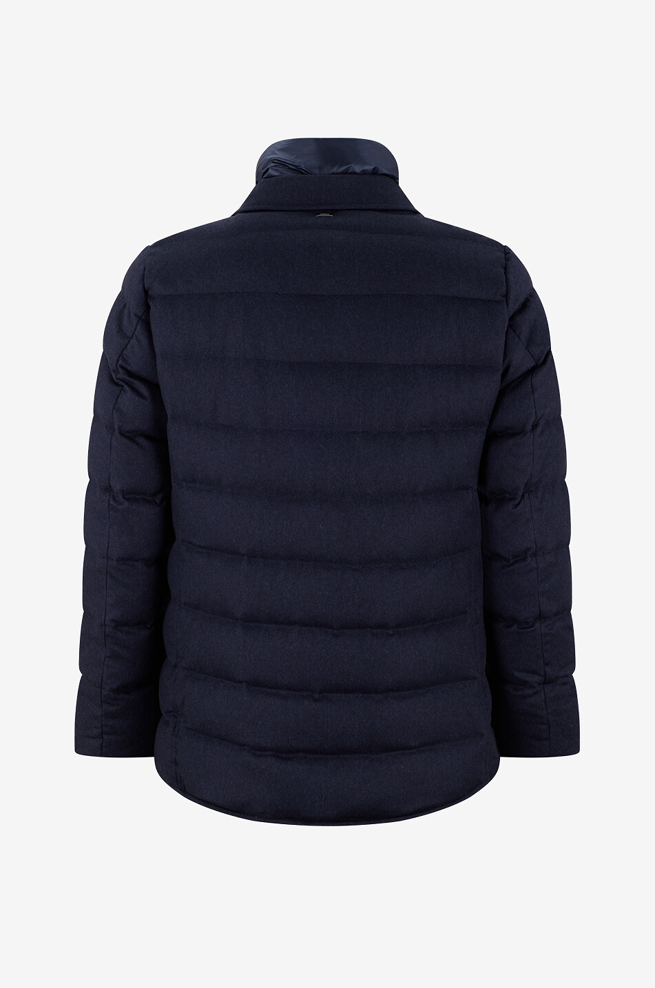 HERNO Kurze gesteppte Daunenjacke mit Revers aus Seide und Kaschmir Herren DUNKELBLAU 2