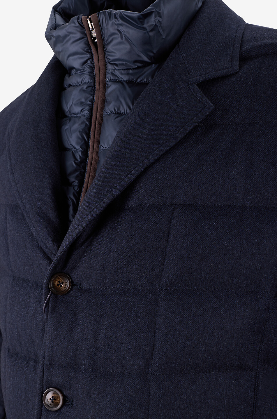 HERNO Kurze gesteppte Daunenjacke mit Revers aus Seide und Kaschmir Herren DUNKELBLAU 3