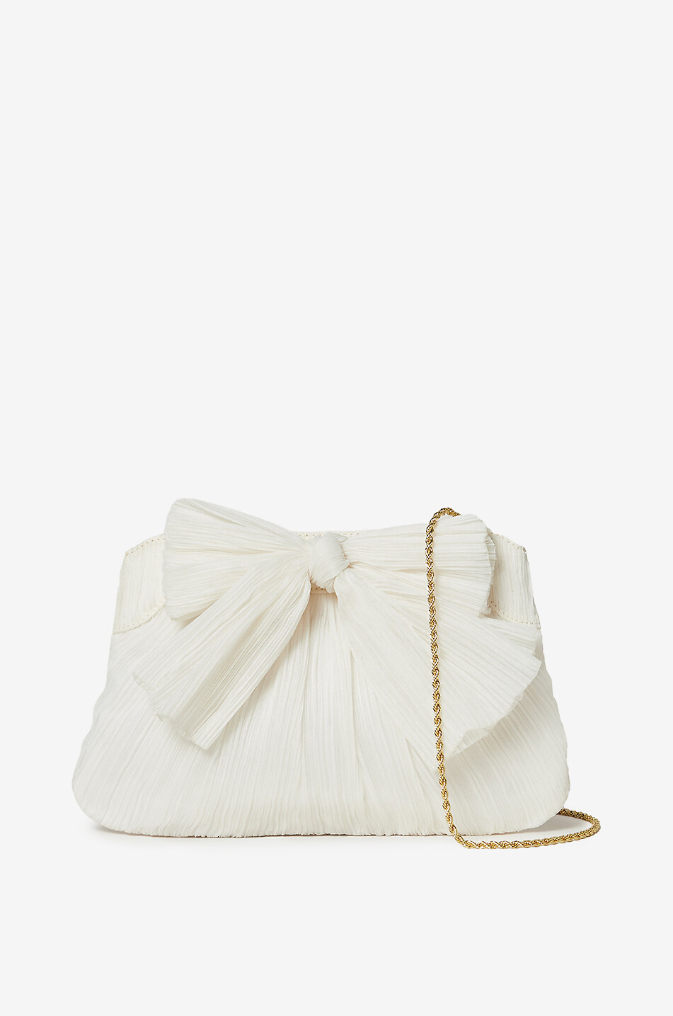 LOEFFLER RANDALL Pochette en tissu plissé détail noeud Rayne Femme BLANC 1