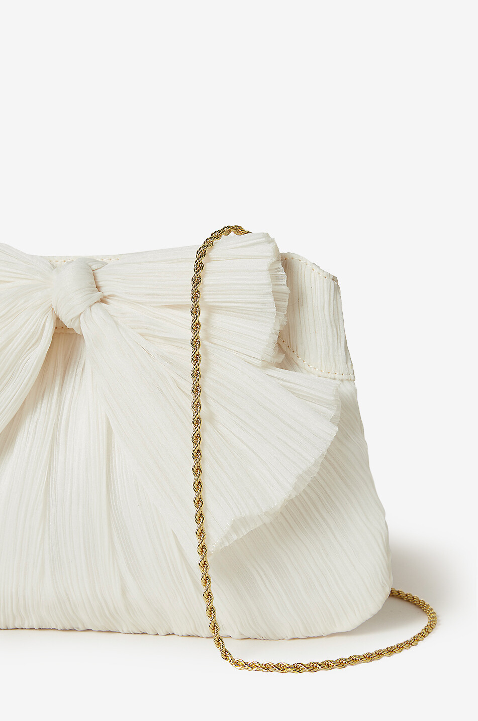 LOEFFLER RANDALL Pochette en tissu plissé détail noeud Rayne Femme BLANC 4