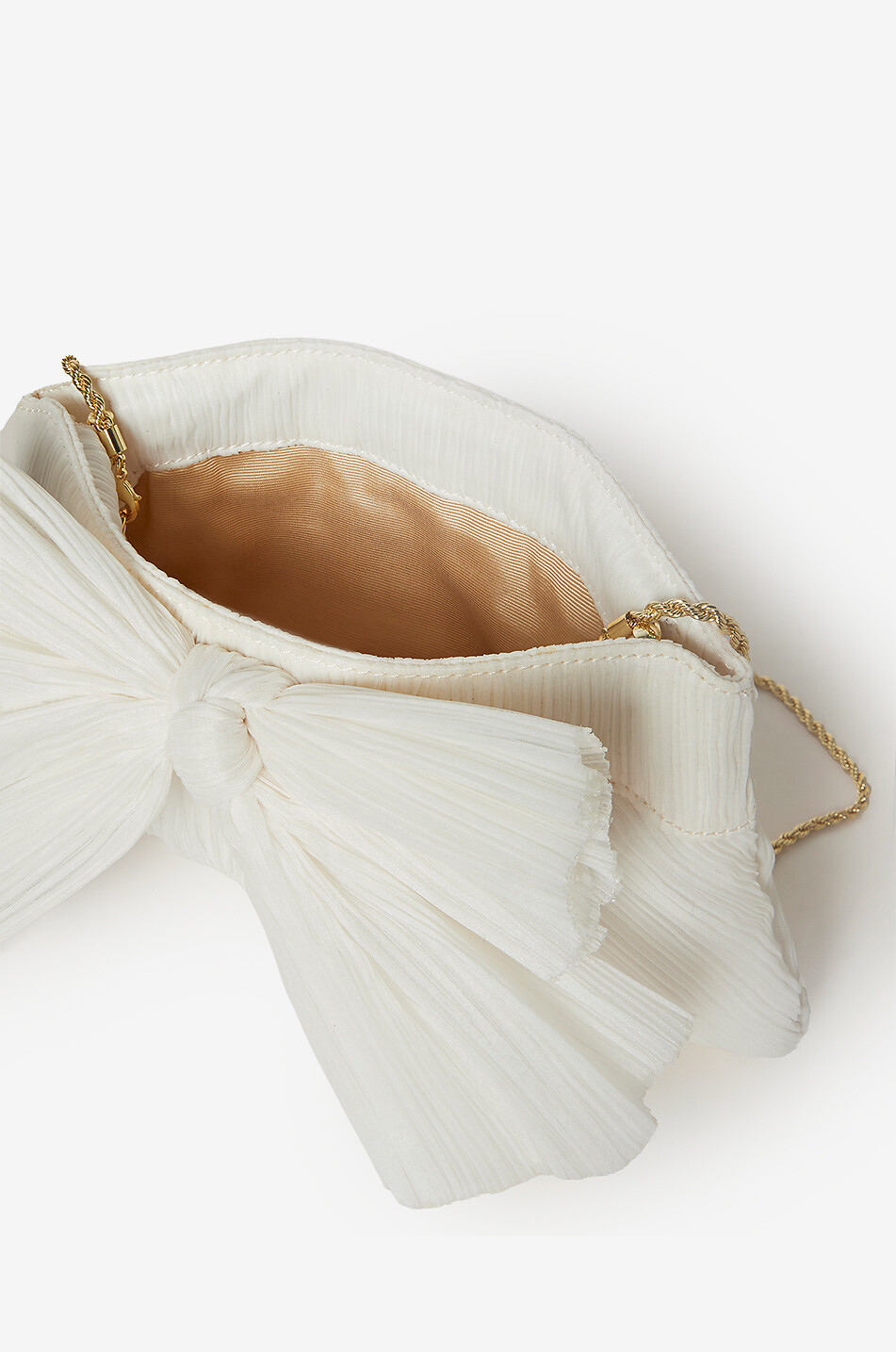 LOEFFLER RANDALL Pochette en tissu plissé détail noeud Rayne Femme BLANC 5