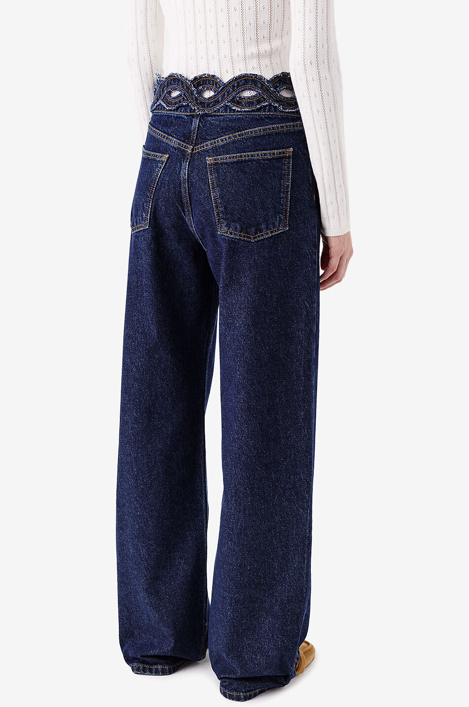 TRESSE PARIS Pinston straight-leg denim jeans with braided belt Women DARK BLUE 4