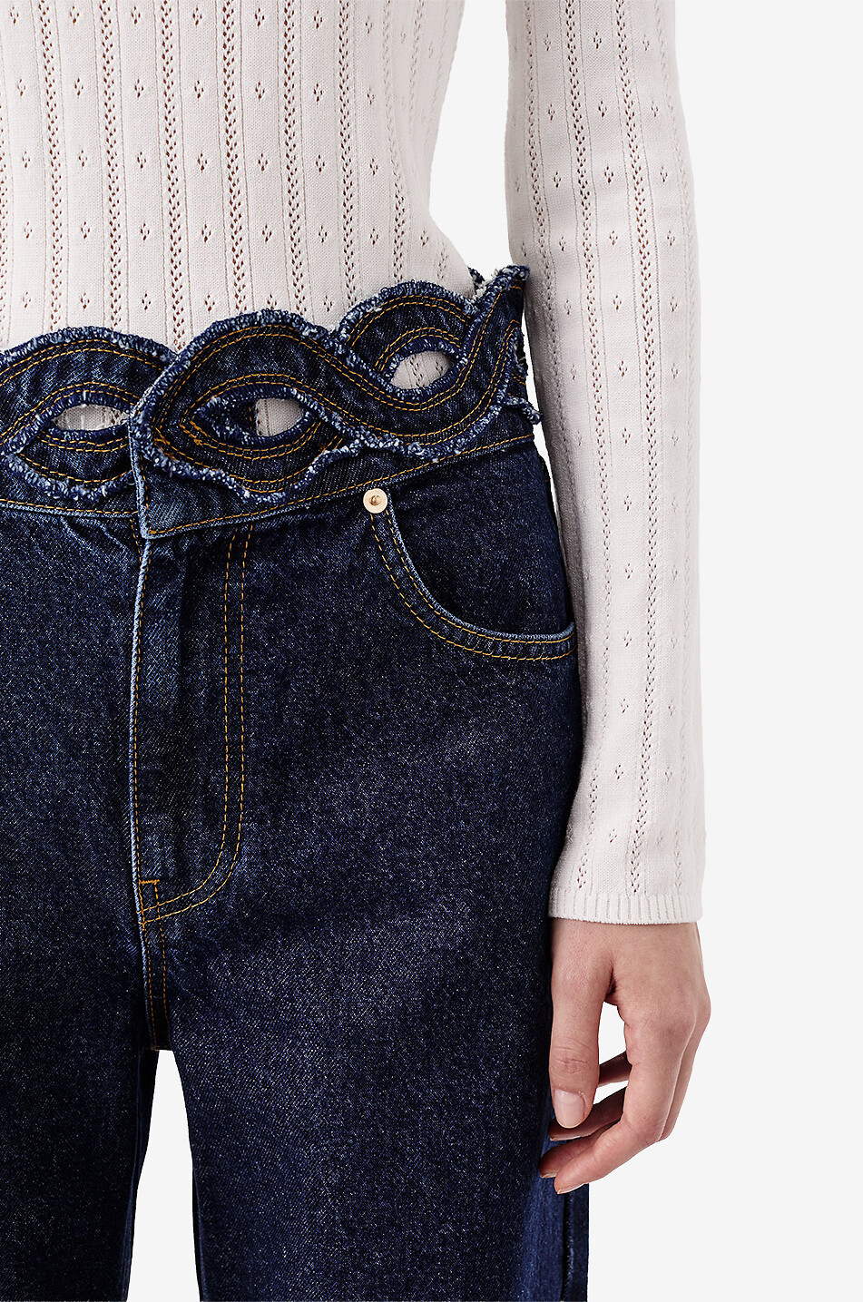 TRESSE PARIS Pinston straight-leg denim jeans with braided belt Women DARK BLUE 5