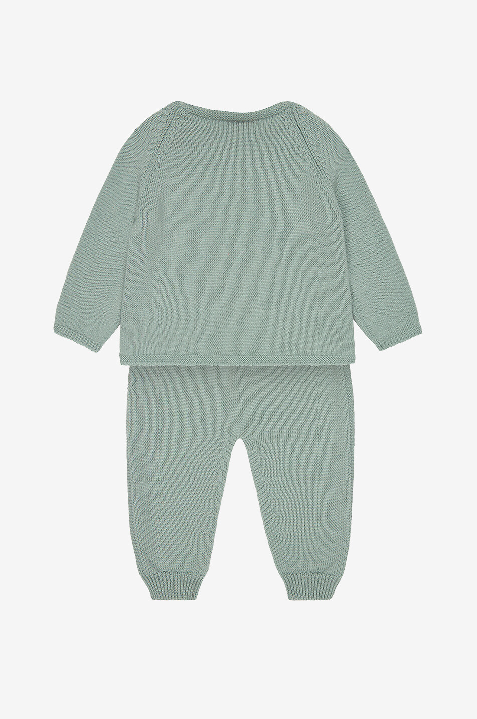 LA COQUETA Samuel merino wool baby jumper and trousers set Baby GREEN 2