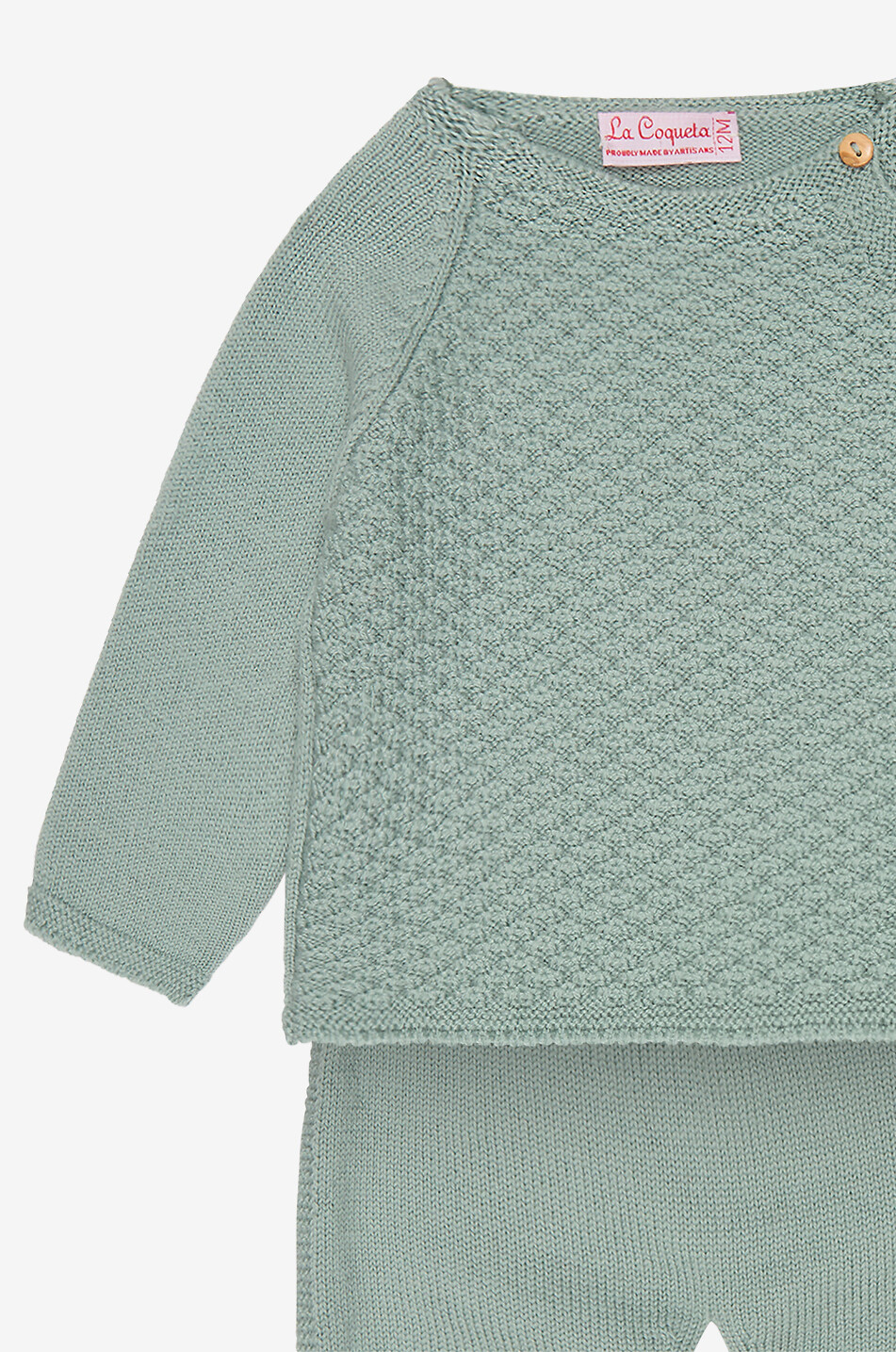 LA COQUETA Samuel merino wool baby jumper and trousers set Baby GREEN 6