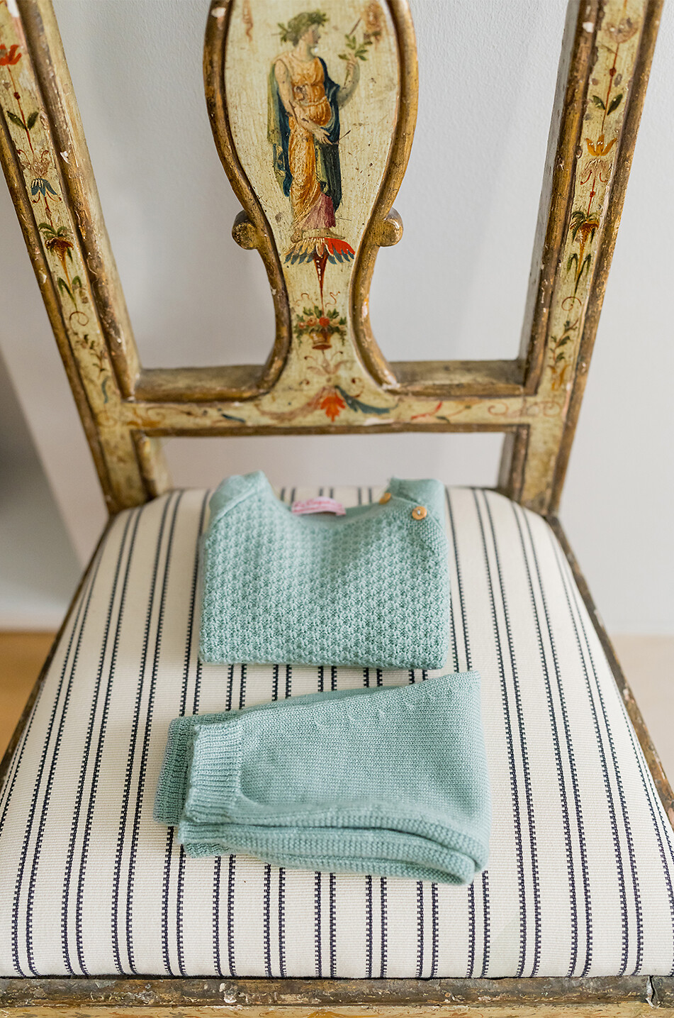 LA COQUETA Samuel merino wool baby jumper and trousers set Baby GREEN 5