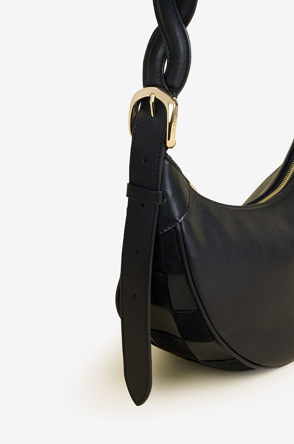 TRESSE PARIS Sac porté épaule demi-lune en cuir tressé Amona Femme NOIR 6