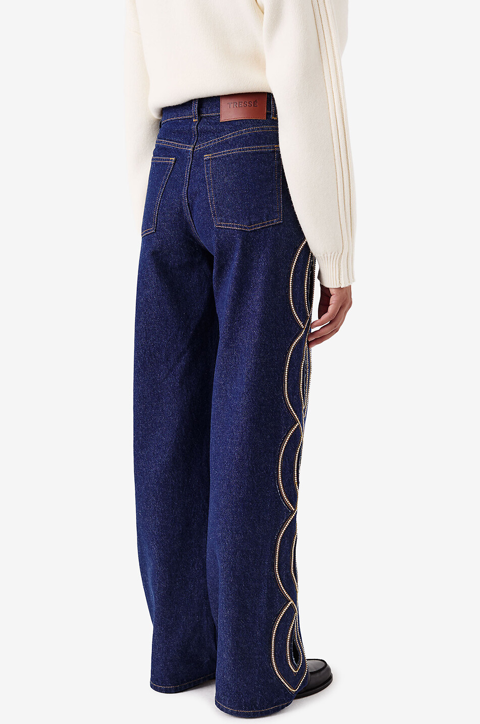 TRESSE PARIS Poujasa embellished rhinestone trim straight-leg jeans Women BLUE 3