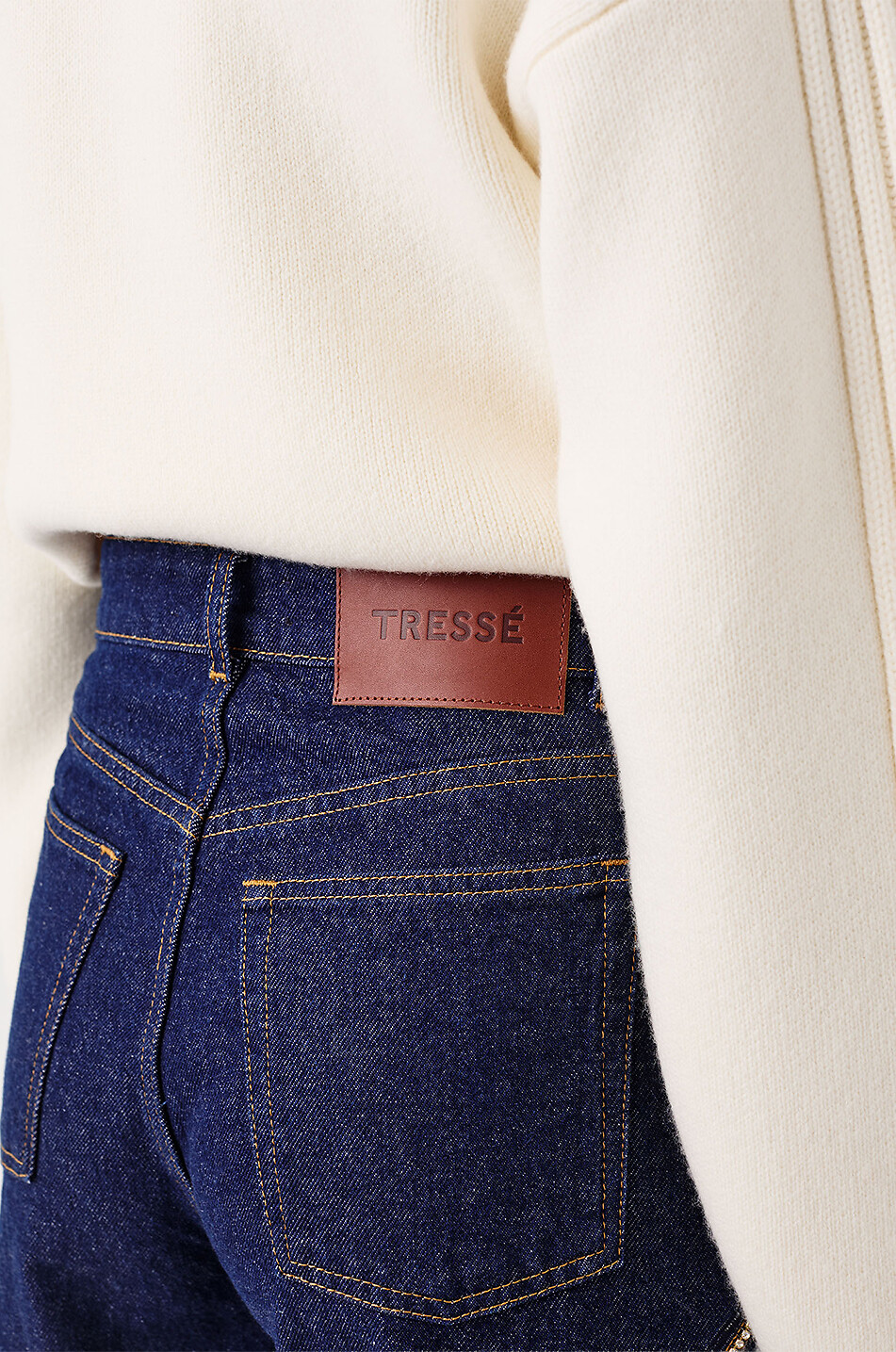 TRESSE PARIS Poujasa embellished rhinestone trim straight-leg jeans Women BLUE 6