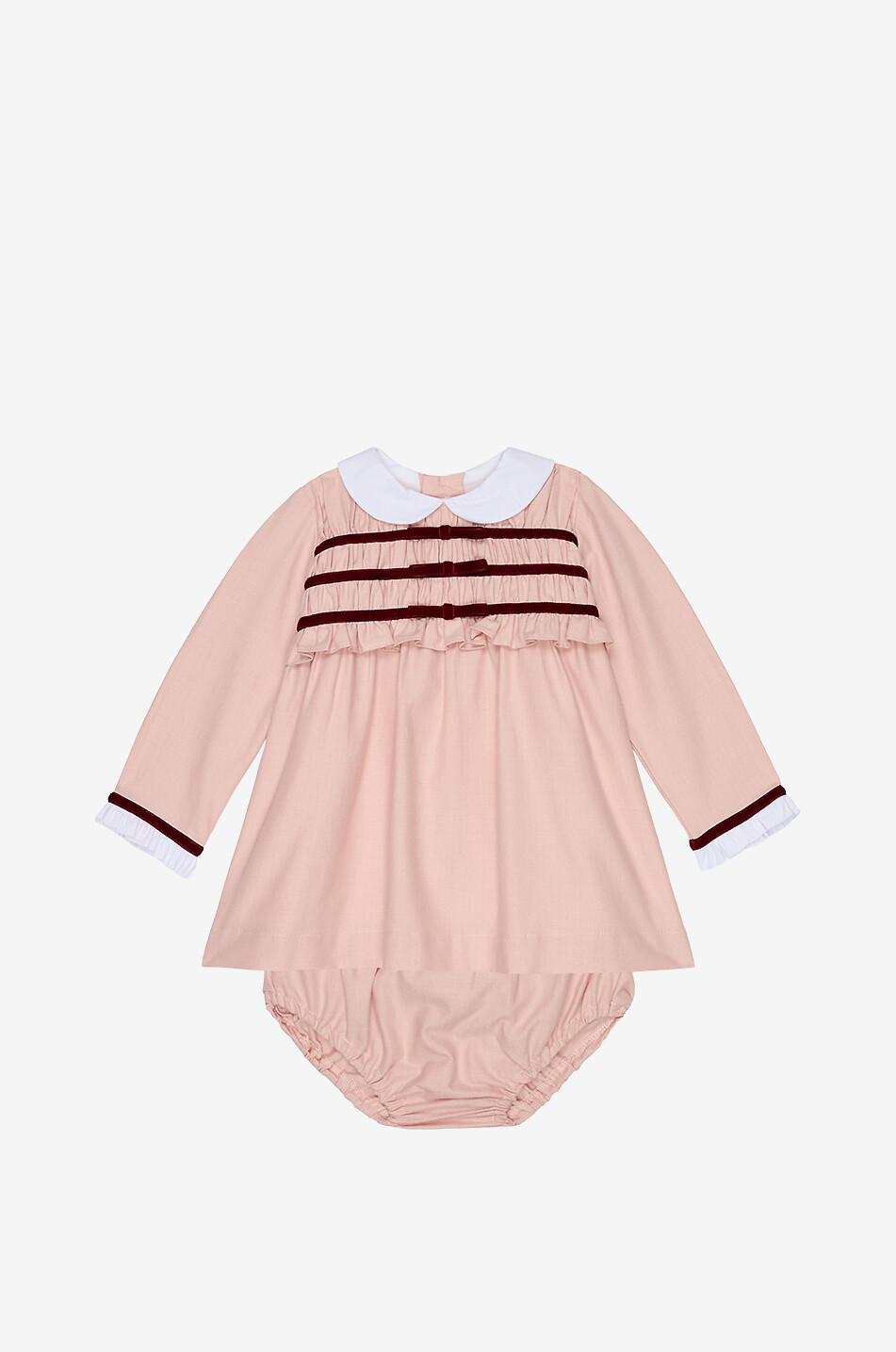 Garcia ruffled baby dress and bloomers set