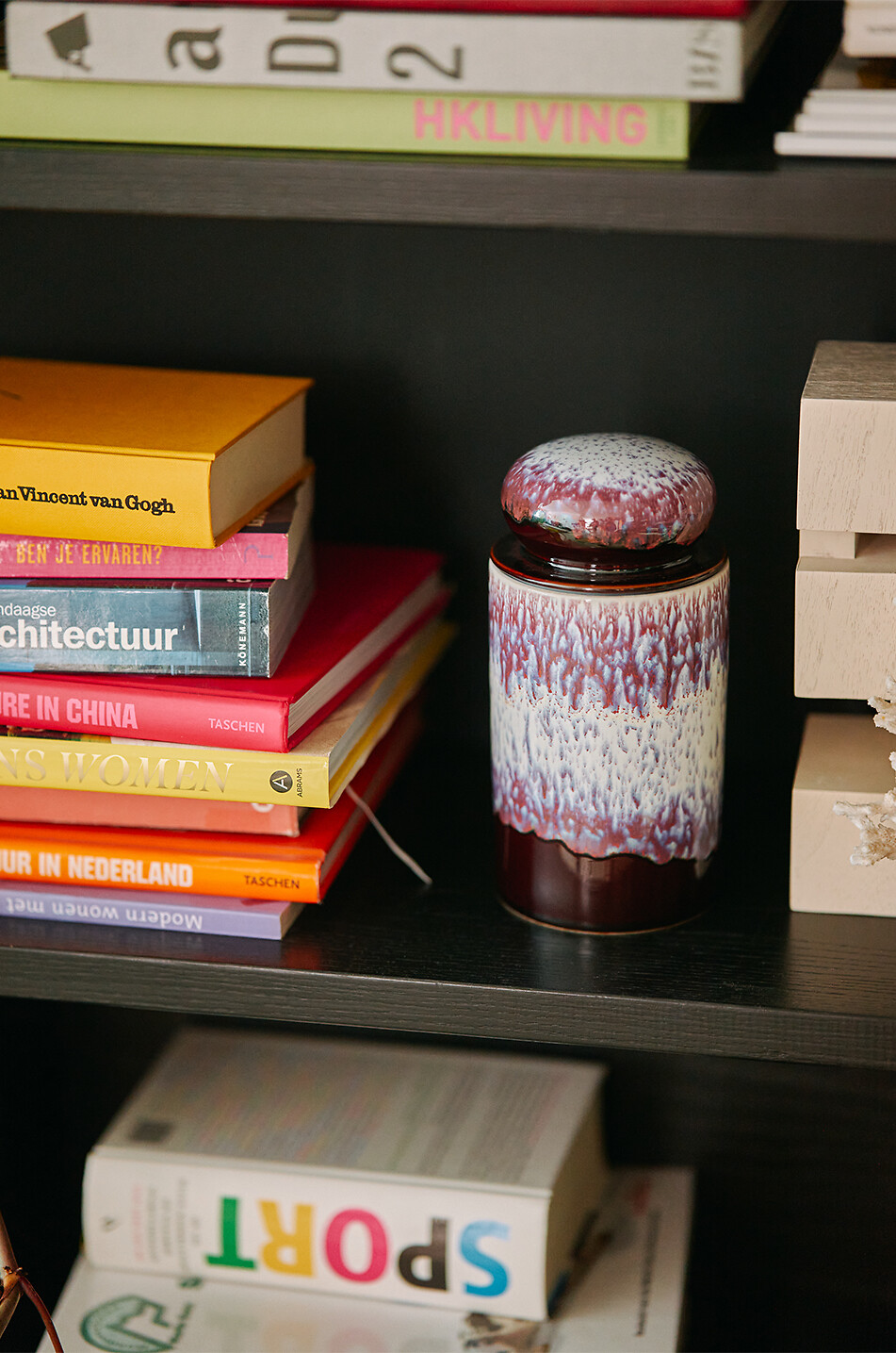 HKLIVING Pot de rangement en grès émaillé avec couvercle Yeti Maison MULTICOLORE 4