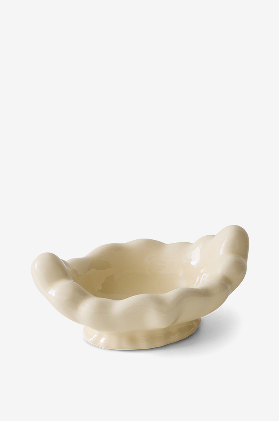HKLIVING Gewellte Steinzeugschale auf Fuss New Classics Eggshell Haus BEIGE 2