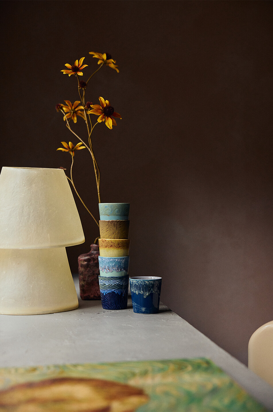 HKLIVING Van Gogh Starry Night stoneware coffee cups set of two Home DARK BLUE 4
