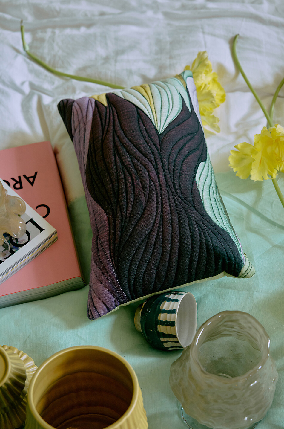 HKLIVING Gestreifte Kaffeetasse aus handwerklichem Steinzeug Artist Ceramics Dipped Haus BUNT 3