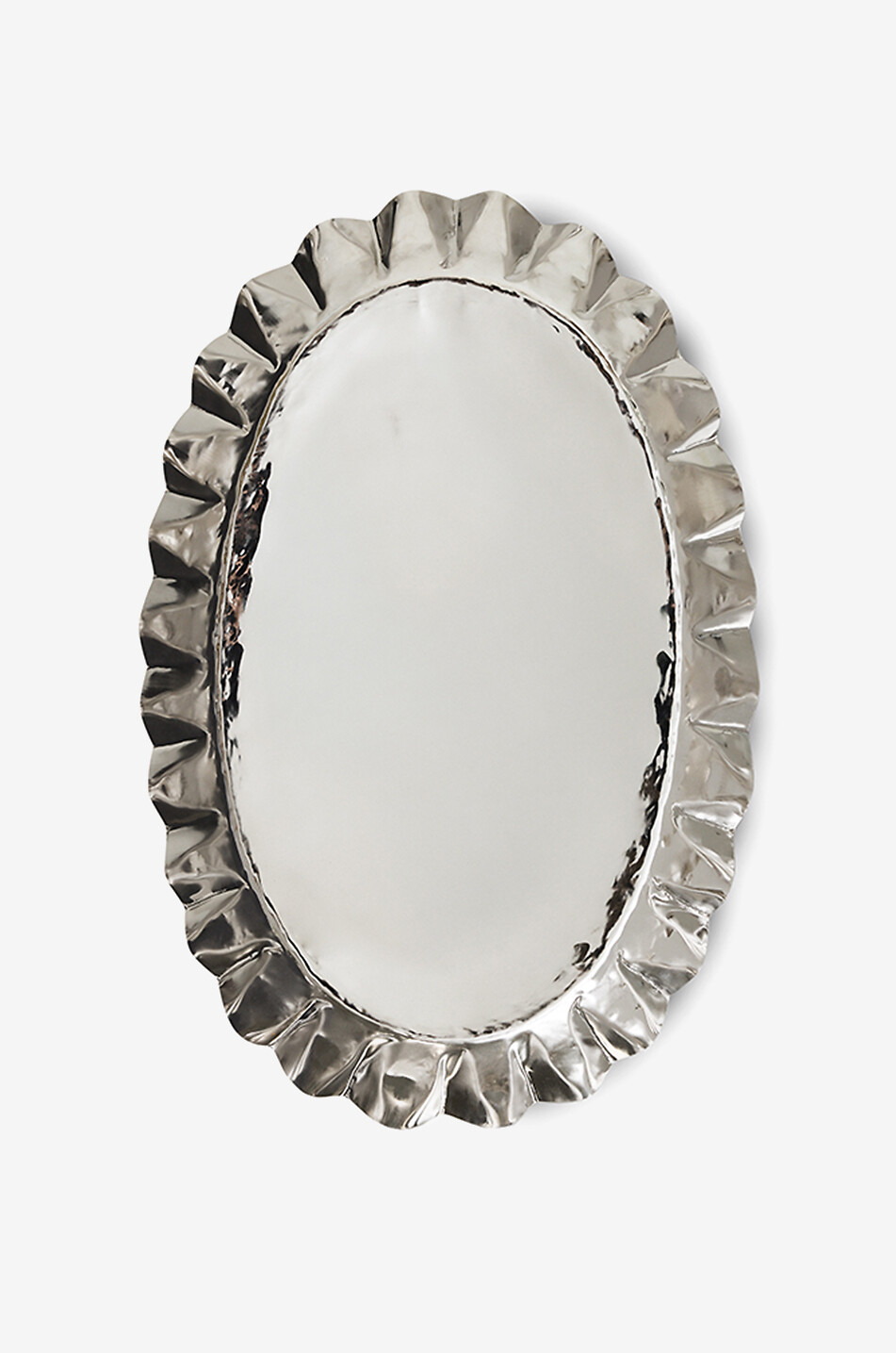 HKLIVING Ovales Tablett aus Edelstahl mit gewelltem Rand New Classics Chrome Haus SILBER 1