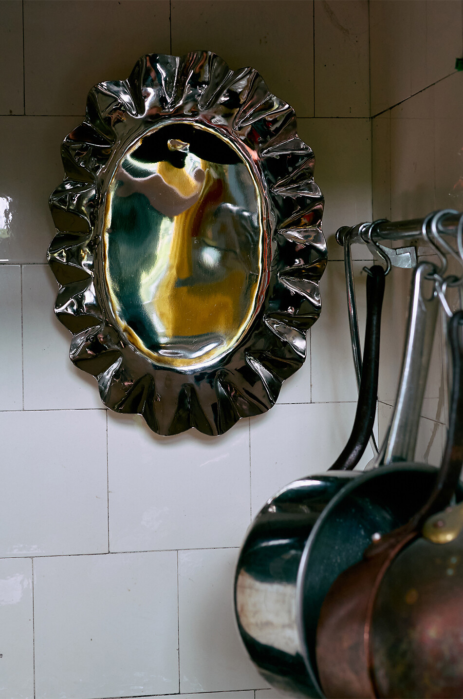 HKLIVING Ovales Tablett aus Edelstahl mit Wellenkante New Classics Chrome Haus SILBER 3