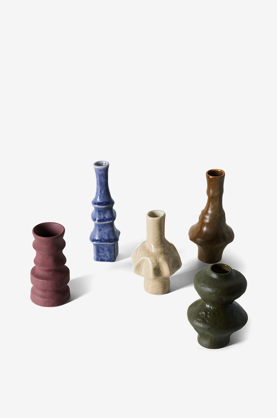 HKLIVING Lot de cinq petits vases en grès 70s Ceramics Palette Maison MULTICOLORE 2