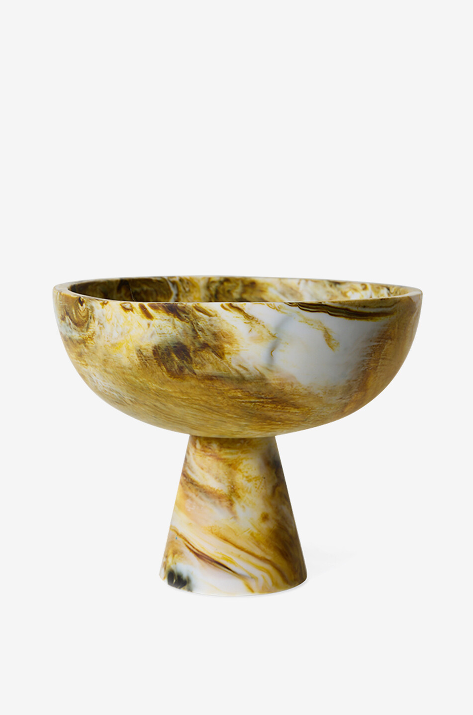 Skulptur aus marmorierter Polyresin auf Sockel Marbled Ochre