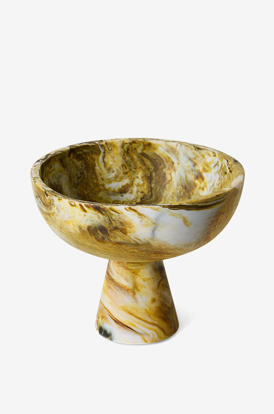 HKLIVING Skulptur aus marmorierter Polyresin auf Sockel Marbled Ochre Haus BUNT 2