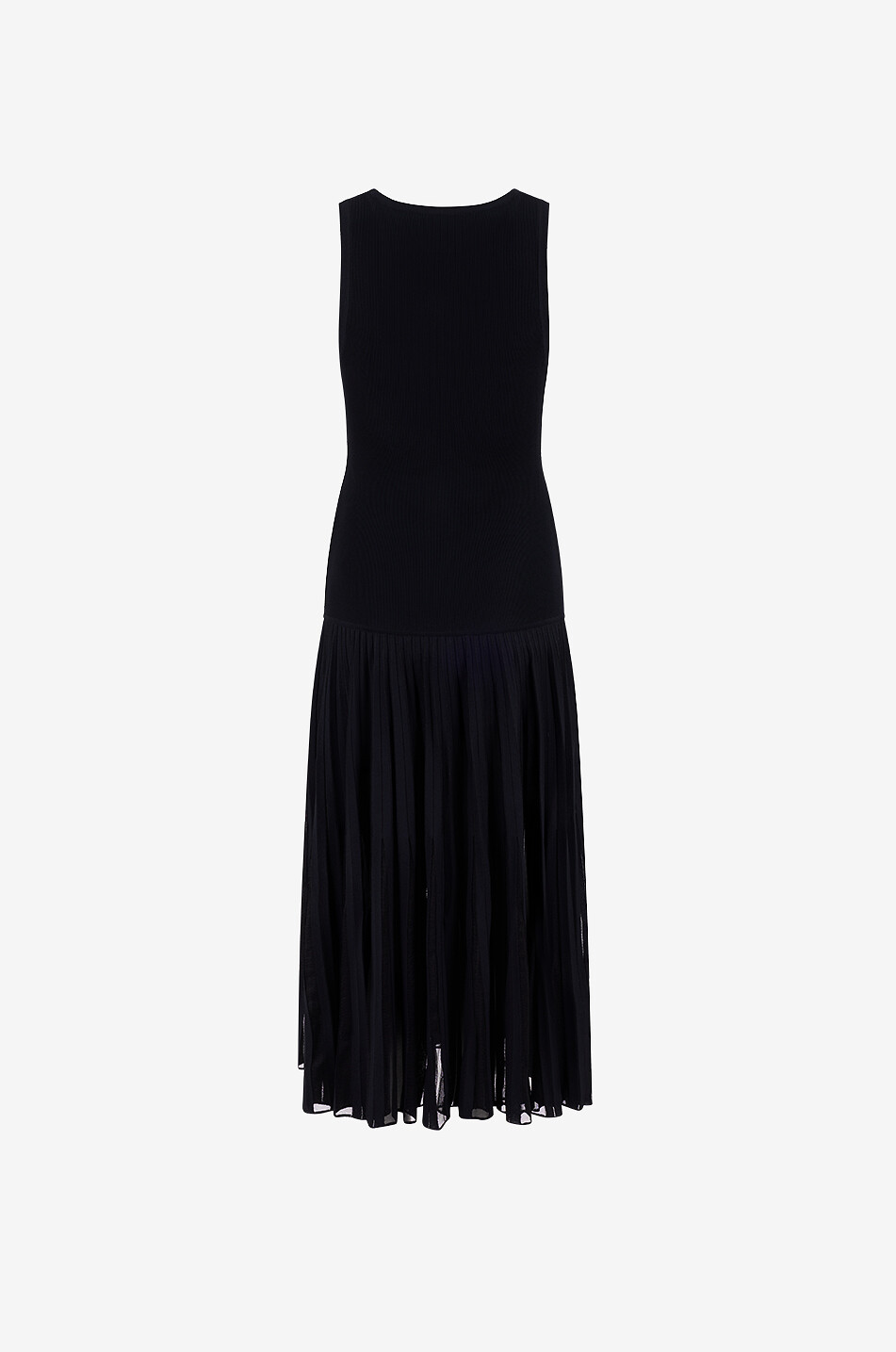 ALAÏA Sleeveless midi knit dress with sheer pleating Women BLACK 2