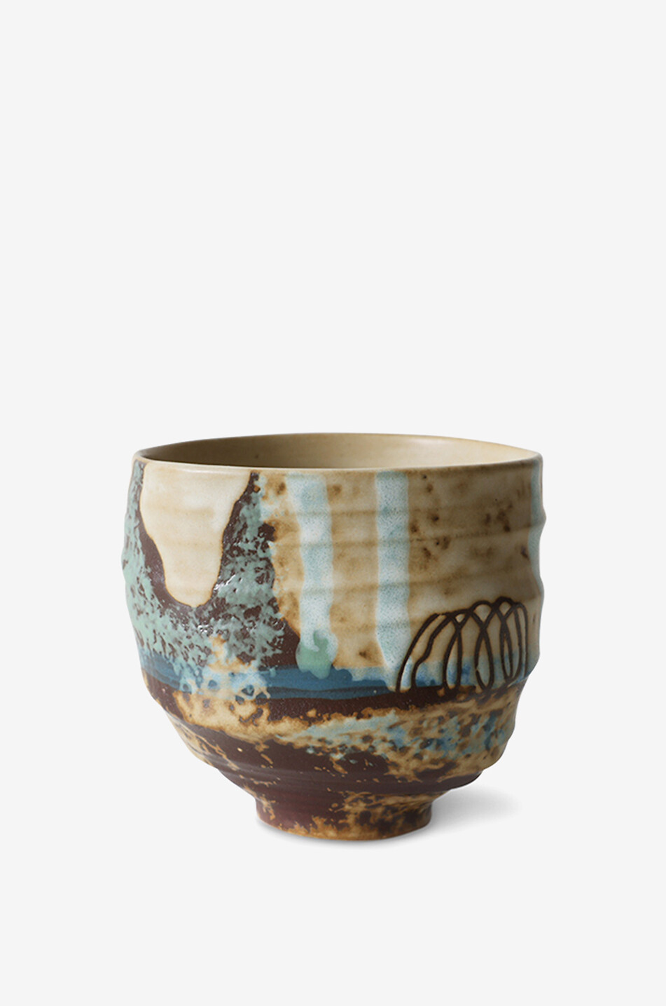 HKLIVING Artist Ceramics Scratched engraved stoneware coffee cup Home MULTI COLOURED 1