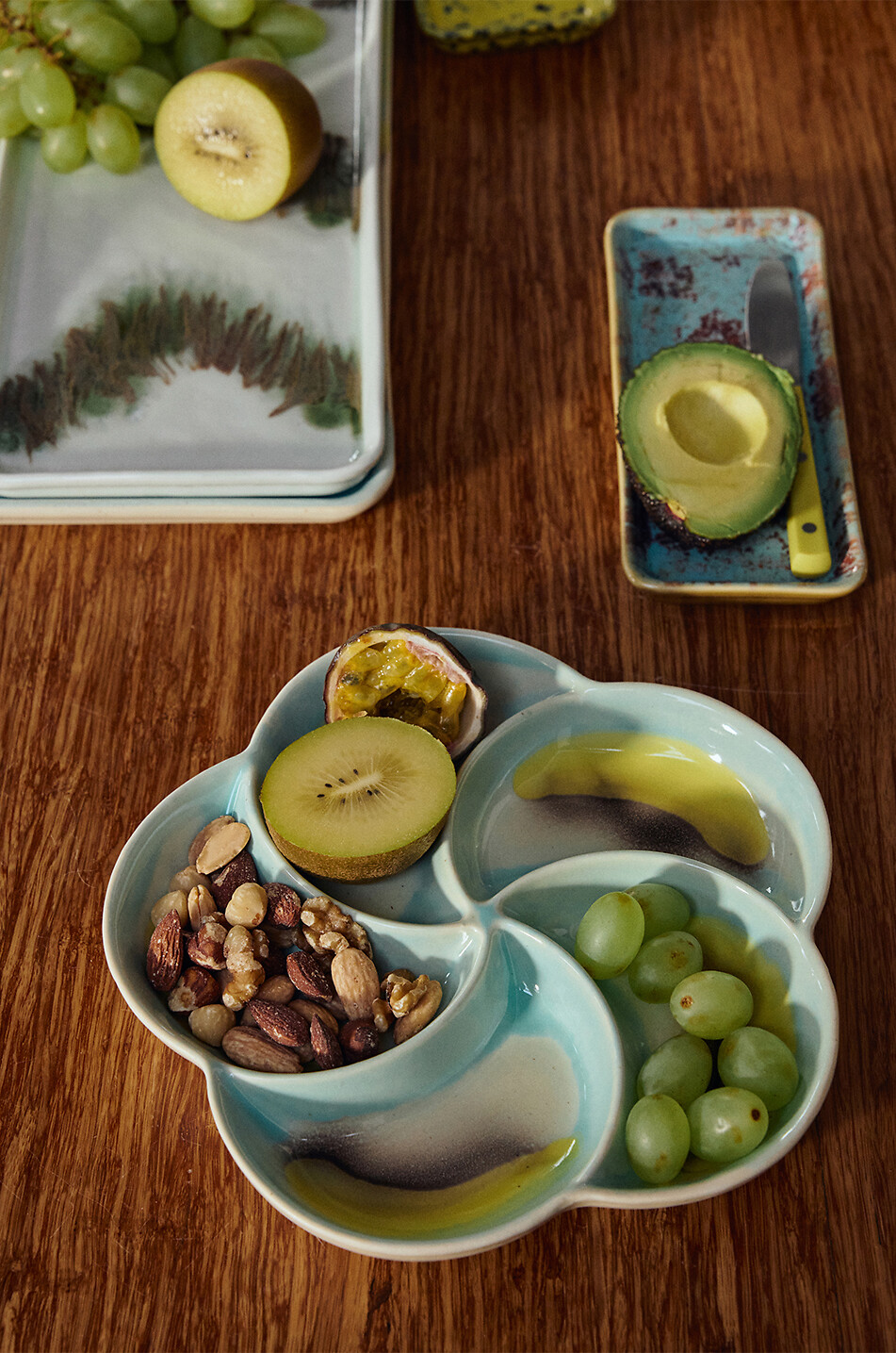 HKLIVING Amuse-bouche-Platte aus glasiertem Steinzeug Glint Haus HELLGRÜN 4