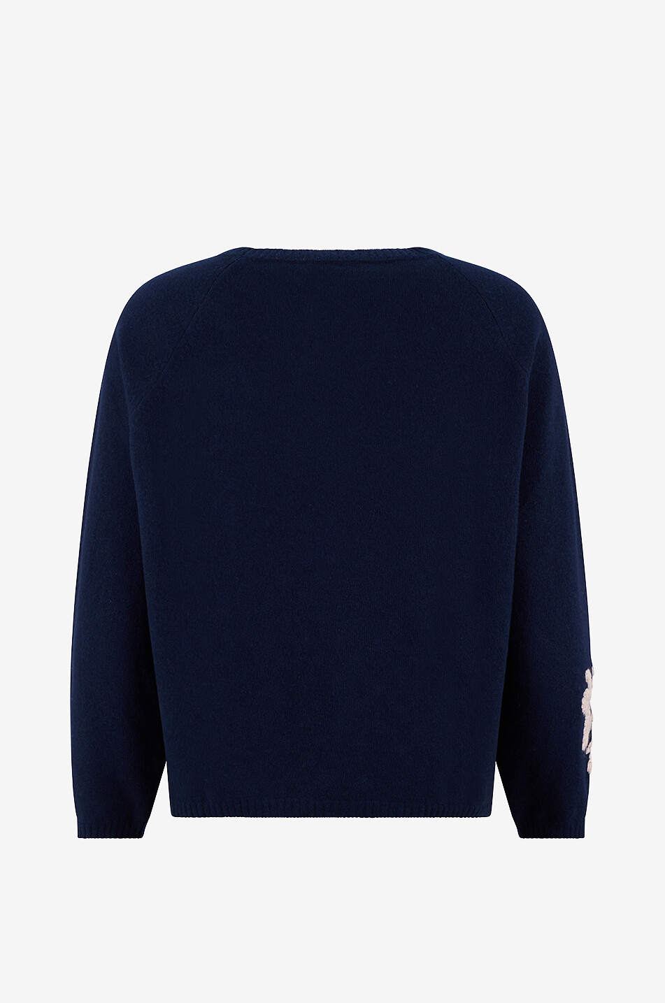 YC MILANO Pull à col bateau en laine à broderies florales Femme BLEU FONCE 2