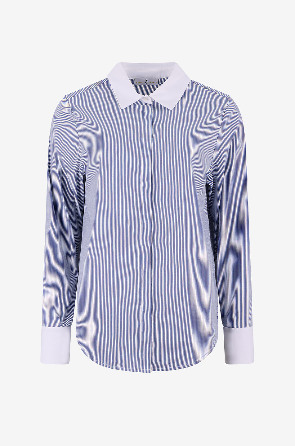 YC MILANO Striped A-line long-sleeve shirt Women BLUE 1