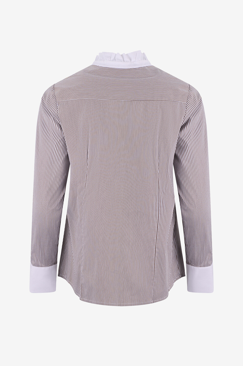 YC MILANO Gestreiftes Hemd mit Rüschenkragen aus Baumwollmix Damen HELLBRAUN 2