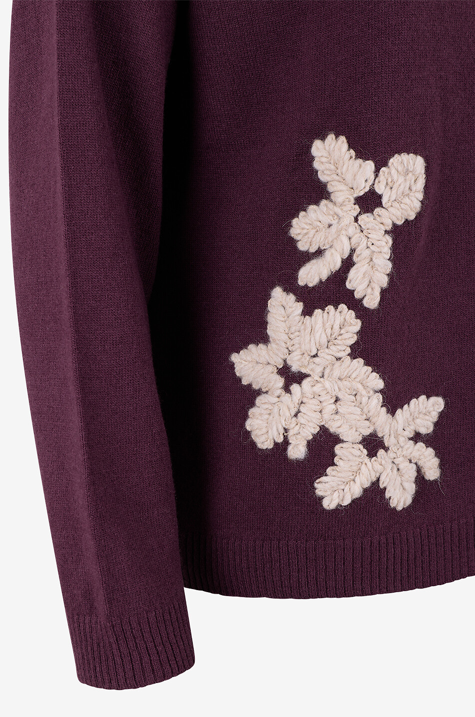 YC MILANO Pull à col montant en laine brodé de fleurs Femme ROUGE FONCÉ 7