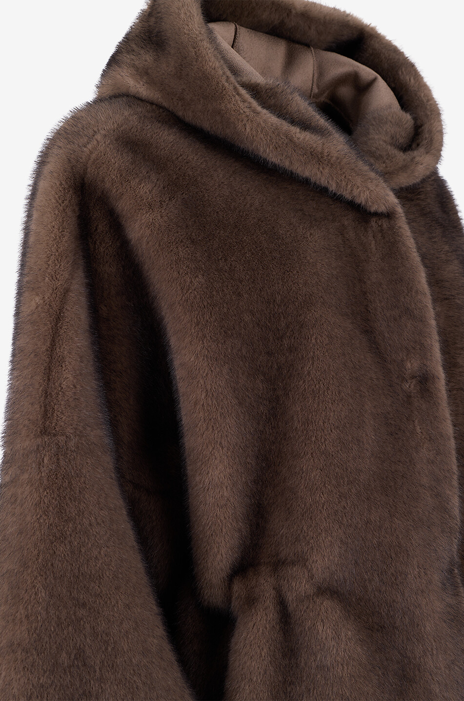 BONGENIE Faux fur hooded short coat Women BROWN 3
