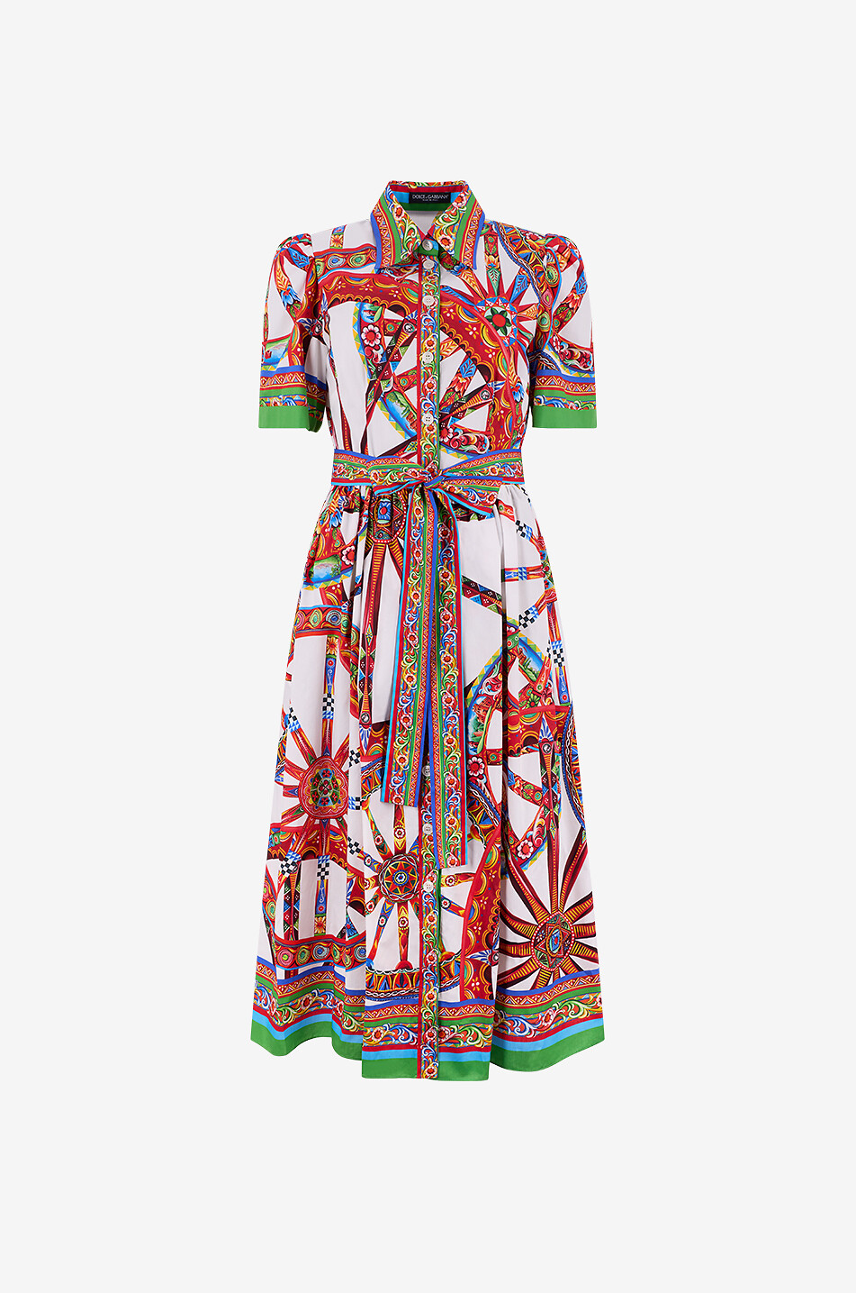 Carretto cotton poplin midi shirt dress short-sleeved
