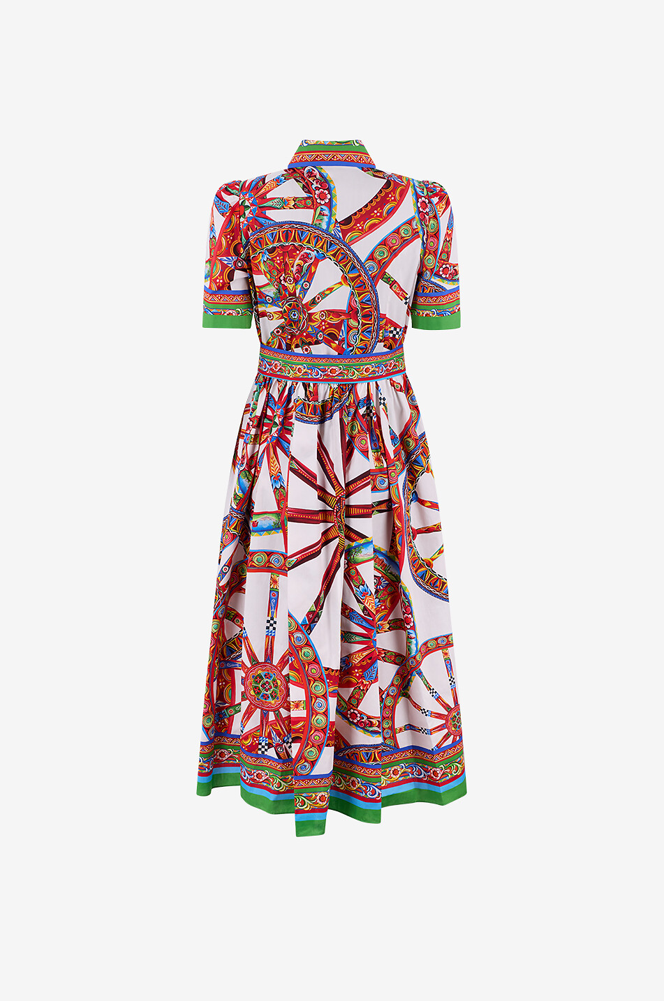 DOLCE & GABBANA Carretto cotton poplin midi shirt dress short-sleeved Women MULTI COLOURED 1 2