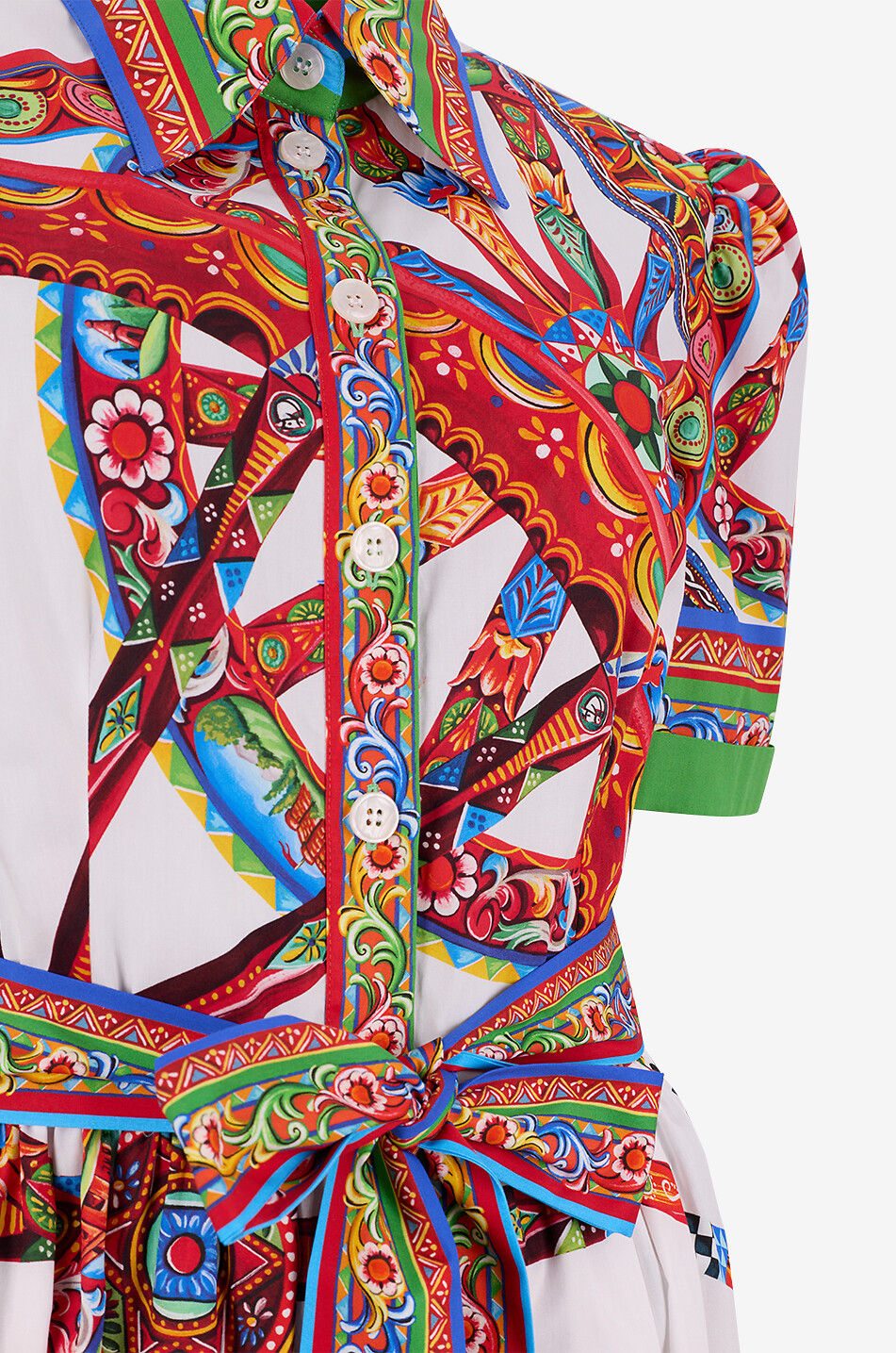 DOLCE & GABBANA Carretto cotton poplin midi shirt dress short-sleeved Women MULTI COLOURED 1 3